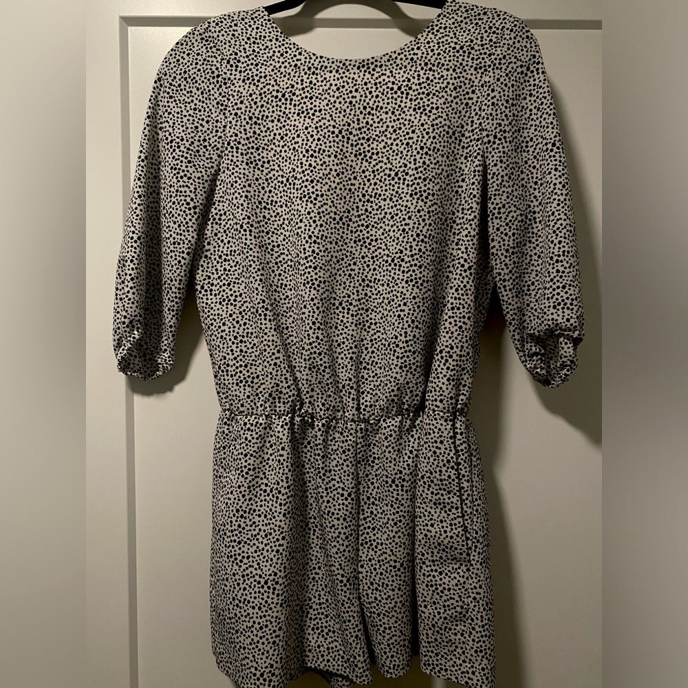ZARA romper size XS. White with black polka dots and open back.